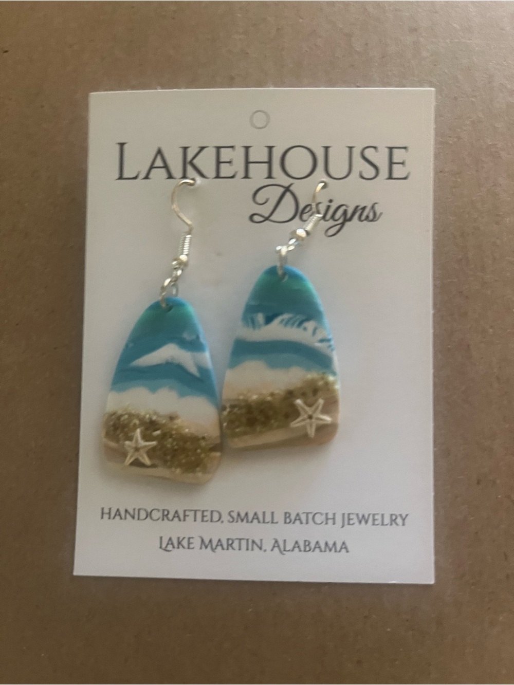 Turquoise Beach Scene Dangle Earrings